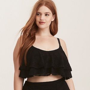 Torrid Black Lace Flouncy Swim Top